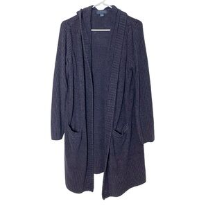 Barefoot Dreams Long Cardigan Sweater Womens Size Large Hoodie Purple Pockets